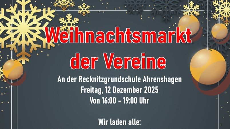 12. Dezember| Weihnachtsmarkt der Vereine 12. Dezember| Weihnachtsmarkt der Vereine