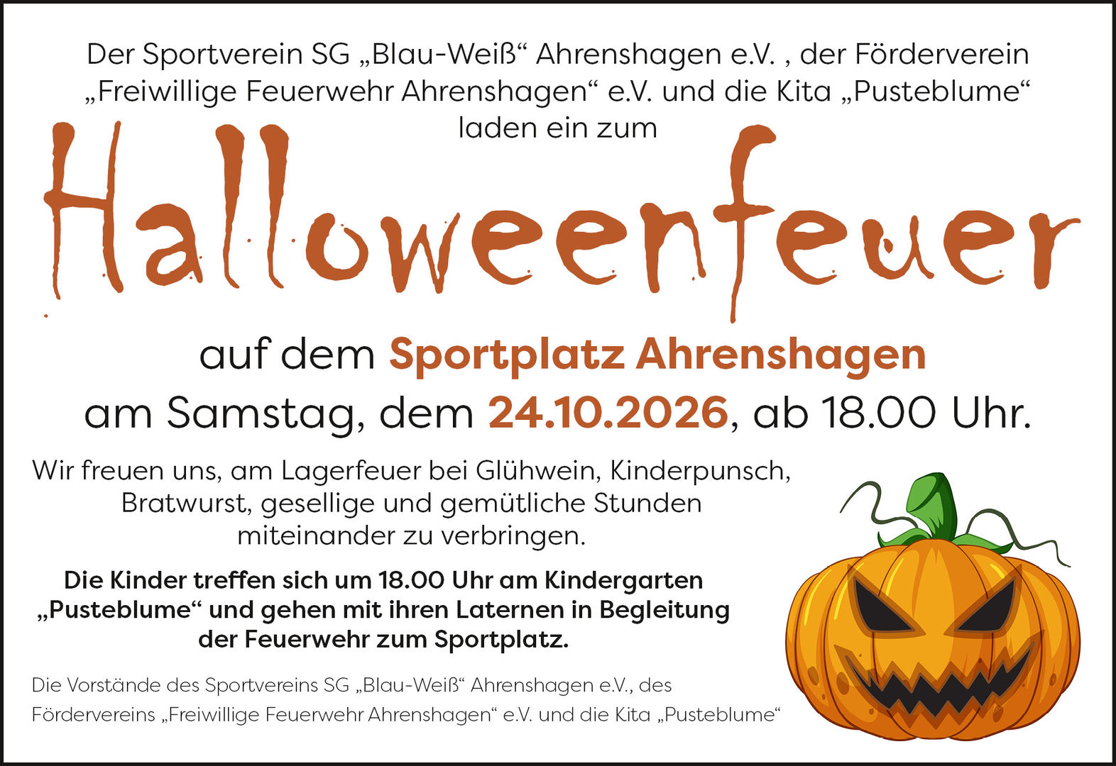 24. Oktober | Halloweenfeuer Ahrenshagen 24. Oktober | Halloweenfeuer Ahrenshagen